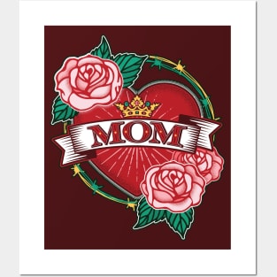 Ornamental Tattoo Style Heart - MOM Posters and Art